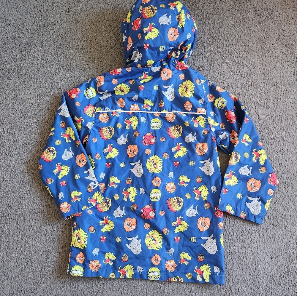 SKECHERS Kids Rain Jacket Size 7 Blue Monsters Hood Outerwear Full Zip - Picture 7 of 13